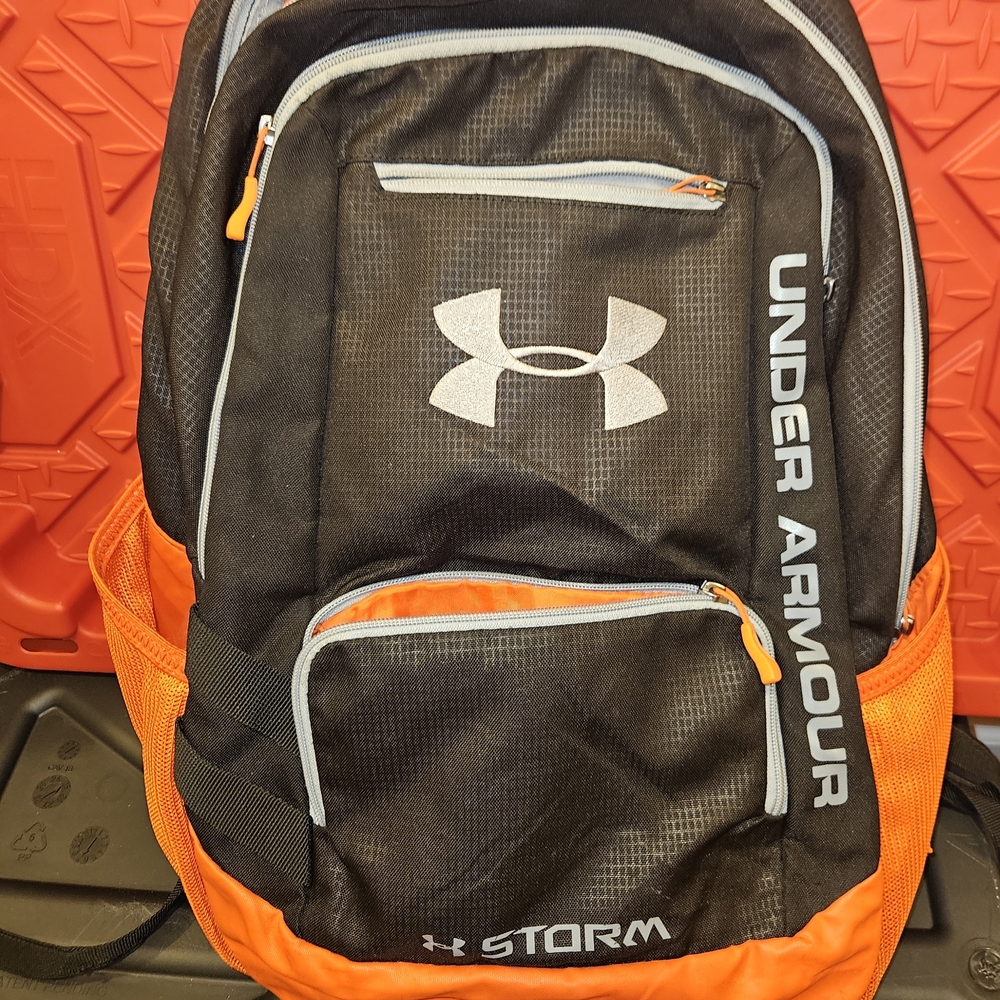 Under Armour Black and Orange Storm Backpack
